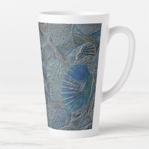 Seashells Ocean Beach Blue Nautical Metallic Latte Mug