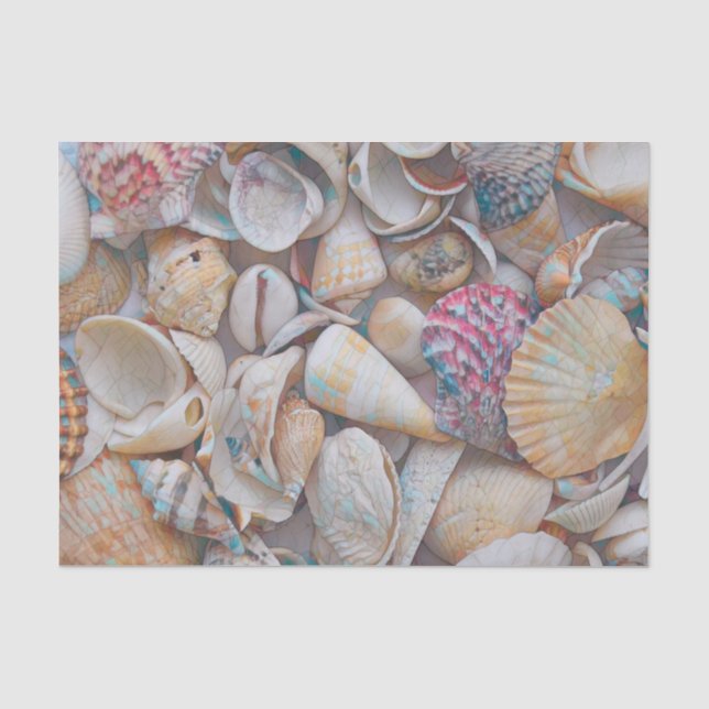 Seashells Ocean Beach Mosaic Art Decoupage Tissue Paper (Front)