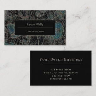 Seashells Ocean Beach Teal Black Modern Business Card