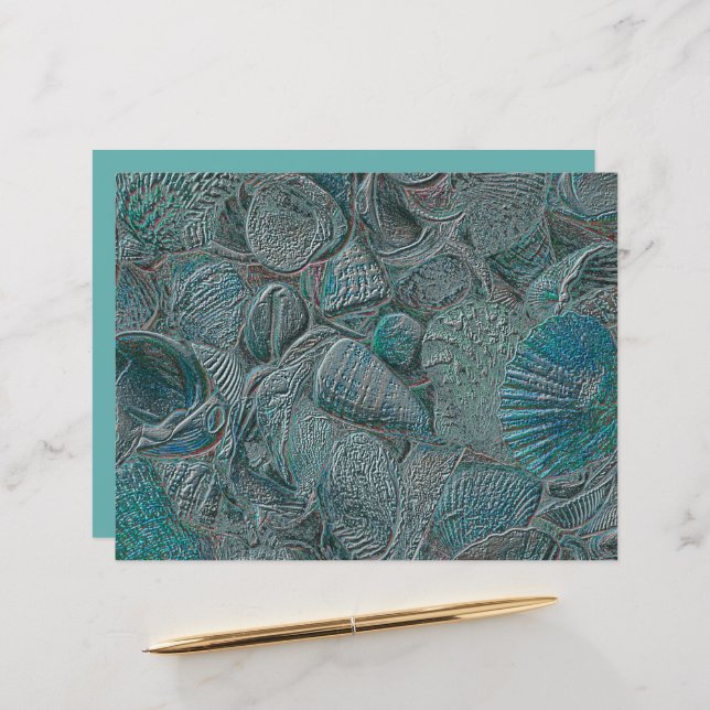 Seashells Ocean Beach Teal Grey Metallic (Front/Back In Situ)