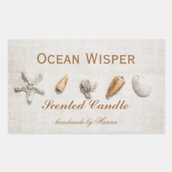 Seashells - Ocean Wisper Candle Label by myworldtravels at Zazzle