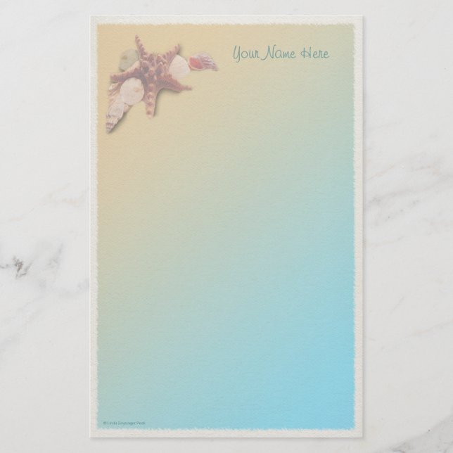 Seashells on a Beach Stationery (Front)