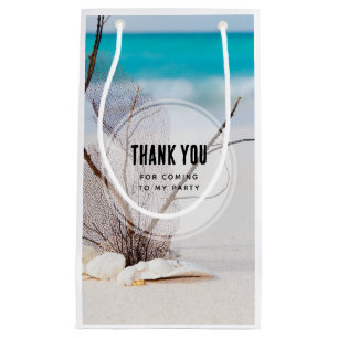 Seashells on a Sandy Beach Birthday Thank You Small Gift Bag