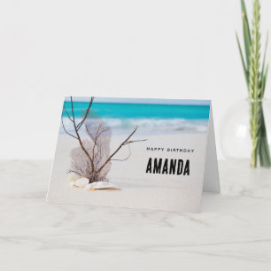 Seashells on a Sandy Beach Photo Birthday Card
