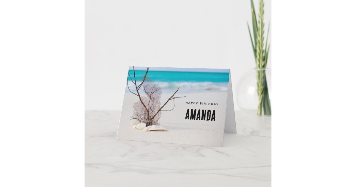 Seashells on a Sandy Beach Photo Birthday Card | Zazzle