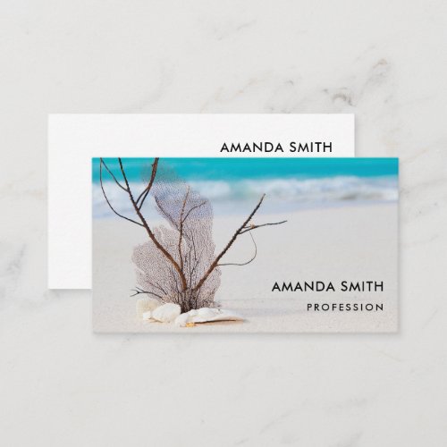 Seashells on a Sandy Beach Photo Business Card