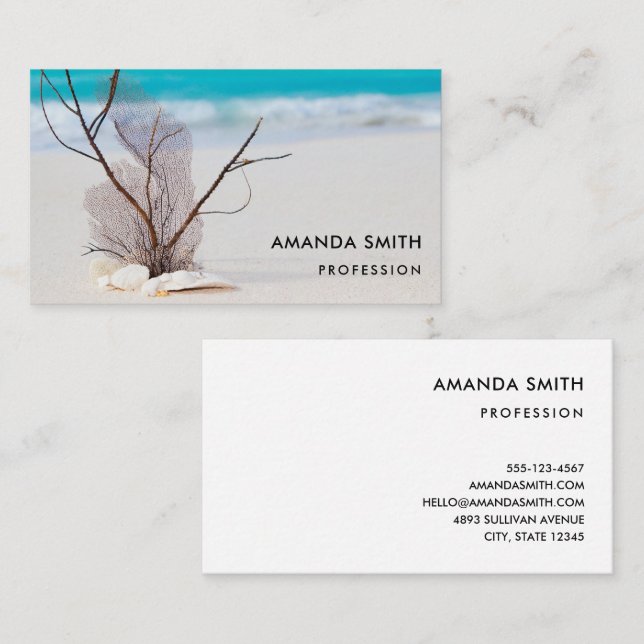 Seashells on a Sandy Beach Photo Business Card (Front/Back)