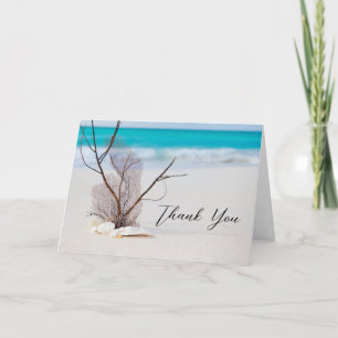 Seashells on a Sandy Beach Photograph Letterpress Thank You Card
