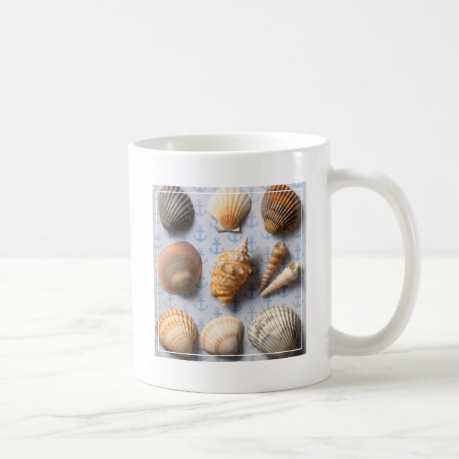Seashells On Anchor Backdrop Coffee Mug (Right)