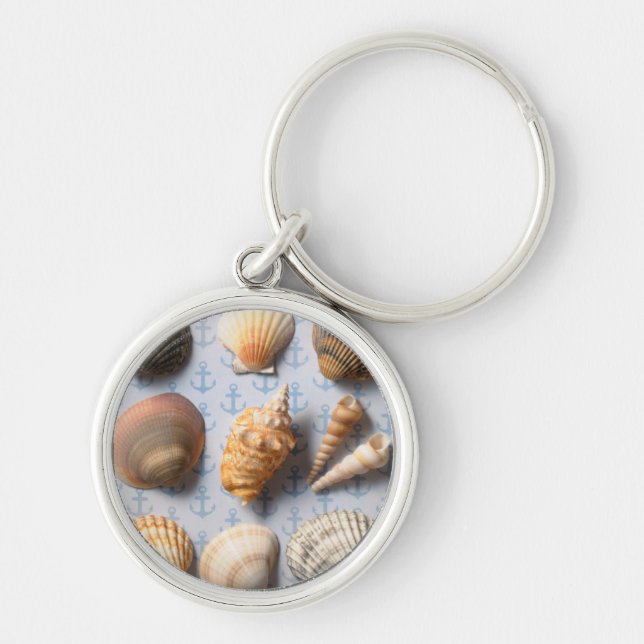 Seashells On Anchor Backdrop Keychain (Front)
