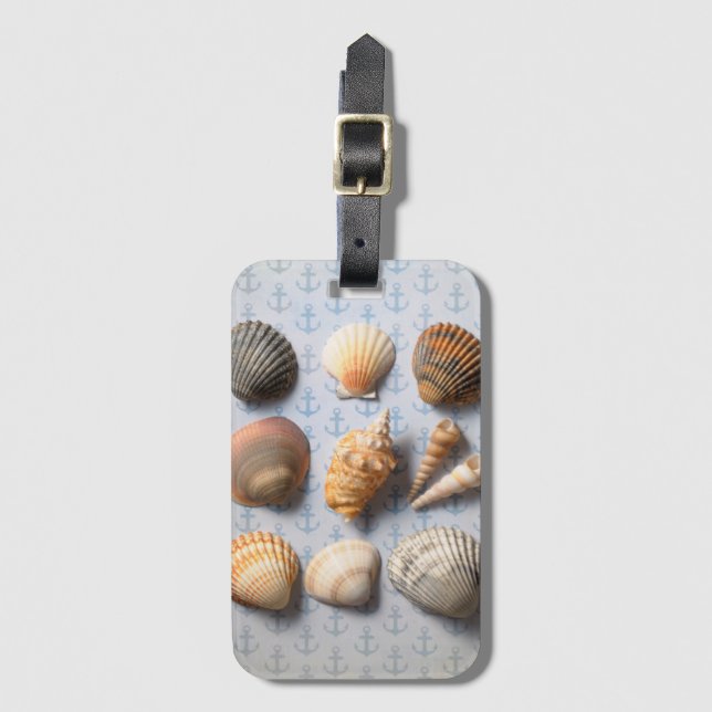 Seashells On Anchor Backdrop Luggage Tag (Front Vertical)