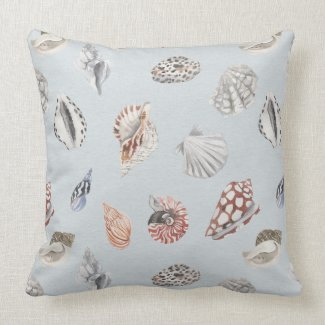 Seashells on Cotton Blue Seamless Print