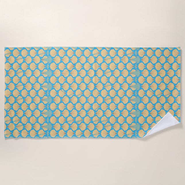 Seashells On Custom Colored Background Beach Towel (Front)
