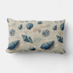 Seashells On French Script Parchment Lumbar Pillow