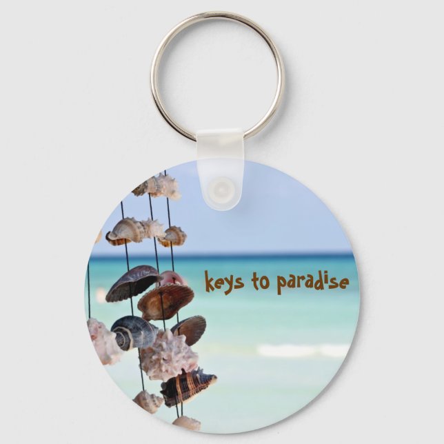 seashells on sea background keychain (Front)