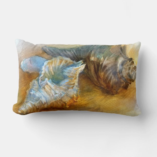 Seashells on the beach lumbar pillow (Front)