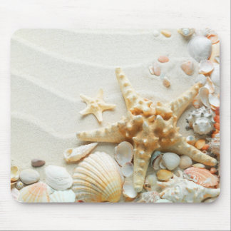 Seashells on the beach mouse pad