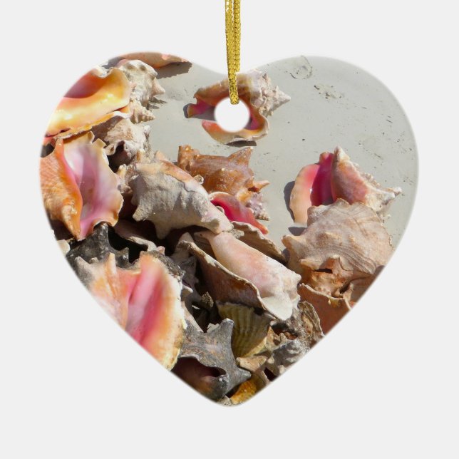 Seashells on the Beach | Turks and Caicos Photo Ceramic Ornament (Front)