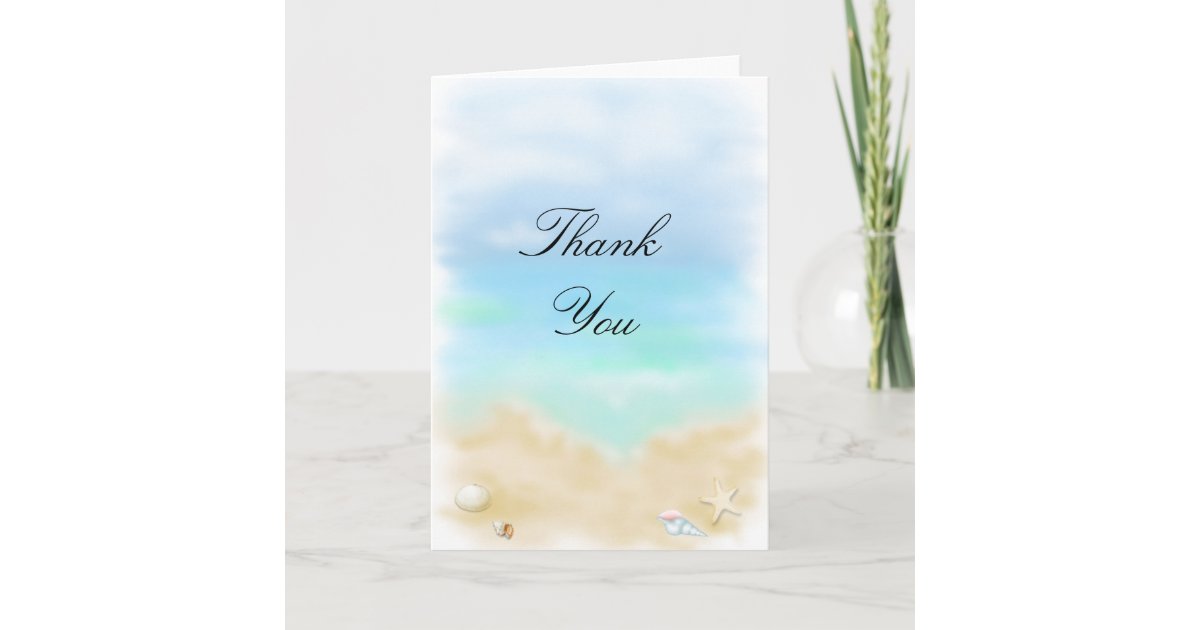 Seashells on the Beach Wedding Thank You Card | Zazzle