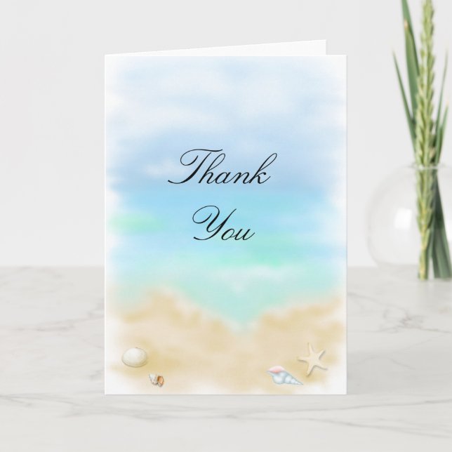 Seashells on the Beach   Wedding Thank You Card (Front)