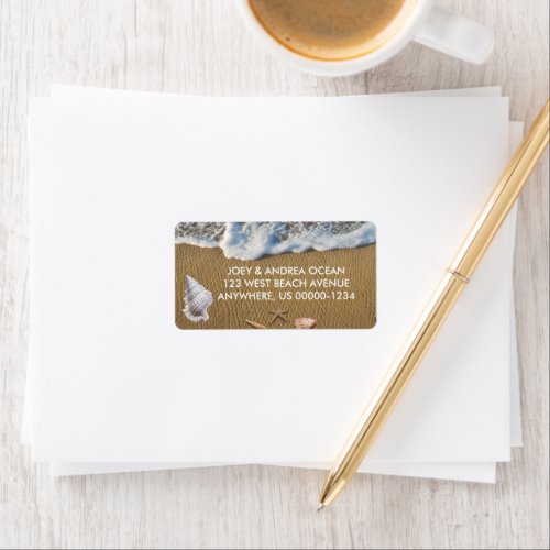 Seashells on the Beach Wide Return Address Label