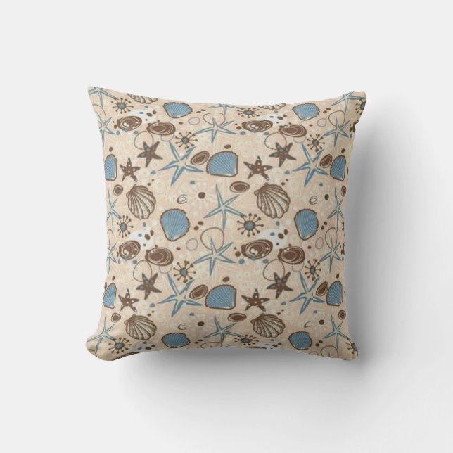Seashells On The Sand Throw Pillow (Front)