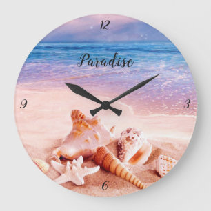 Seashells on the Sea Beach Paradise Large Clock