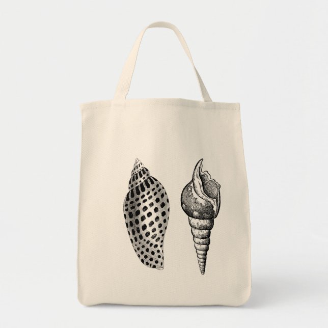 Seashells Organic Cotton Grocery Tote Bag (Front)