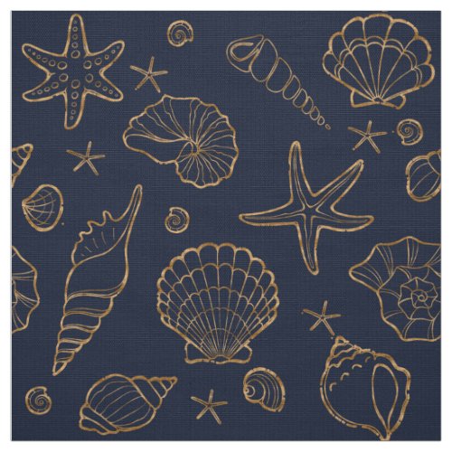 Seashells Outline Pattern Gold ID782 Fabric