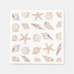 Seashells Paper Napkins, Beach Coastal Party Napkins