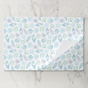 Seashells Paper Placemat, Beach Coastal Party Pad