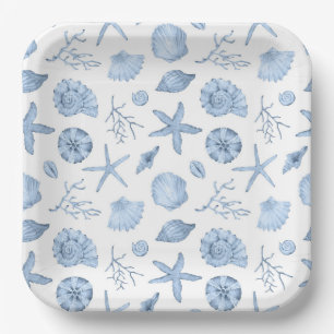 Seashells Paper Plates, Seashore Party Supplies Plates