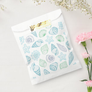 Seashells Party Gift Bags, Beach Coastal Favor Bag