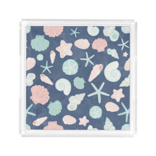 seashells pattern acrylic tray