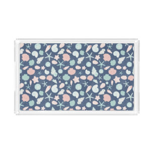 seashells pattern acrylic tray