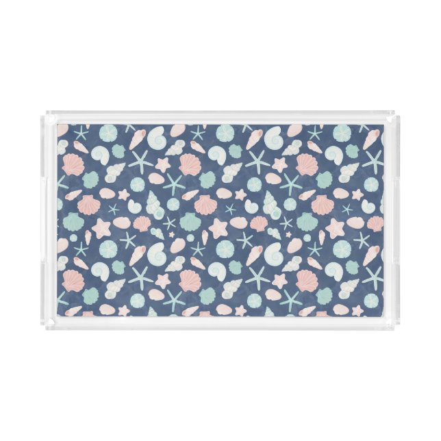 seashells pattern acrylic tray (Front)