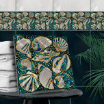 Seashells pattern - aqua marble, pearl and gold ceramic tile<br><div class="desc">Seashells pattern - aqua marble,  pearl and gold</div>