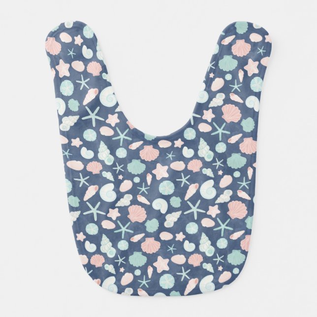 seashells pattern baby bib (Front)