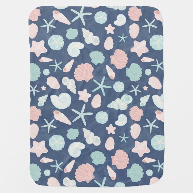 seashells pattern baby blanket (Front)