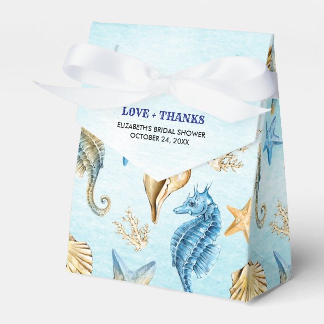 Seashells Pattern Beach Bridal Shower Favor Boxes (Front Side)