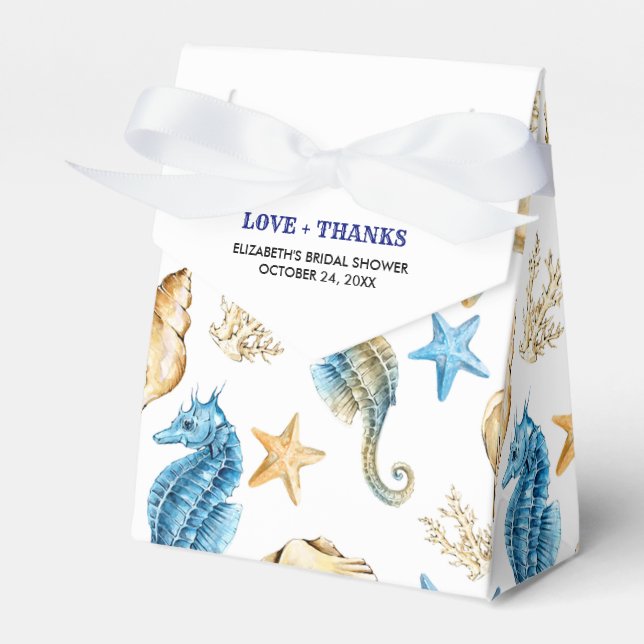 Seashells Pattern Beach Bridal Shower Favor Boxes (Front Side)