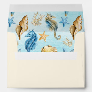 Seashells Pattern Beach Wedding Envelope