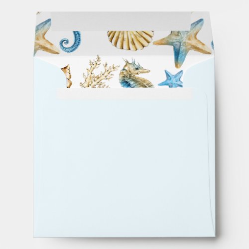 Seashells Pattern Beach Wedding Envelopes