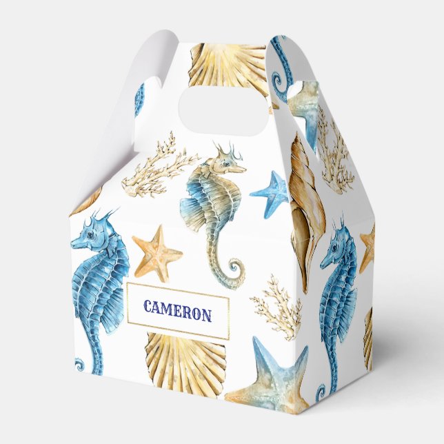 Seashells Pattern Beach Wedding Favor Boxes (Front Side)