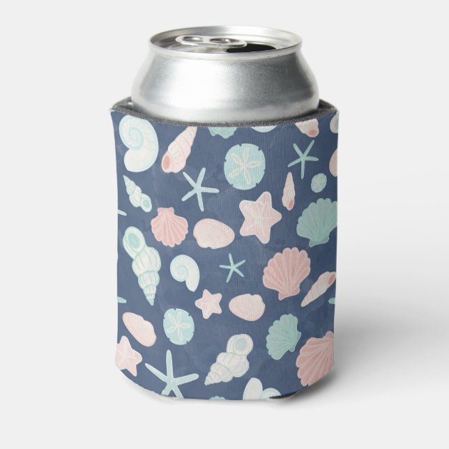 seashells pattern can cooler (Can Back)