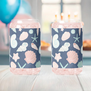 seashells pattern can glass