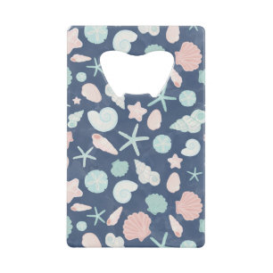 seashells pattern credit card bottle opener