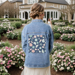 seashells pattern denim jacket