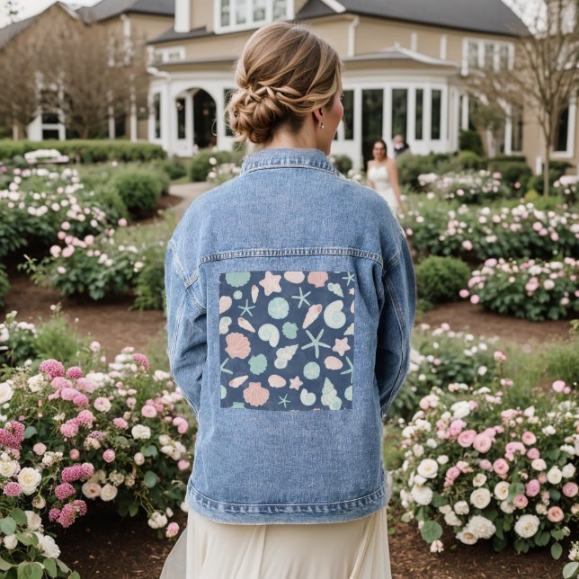 seashells pattern denim jacket (Wedding Back)