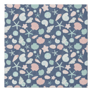 seashells pattern faux canvas print